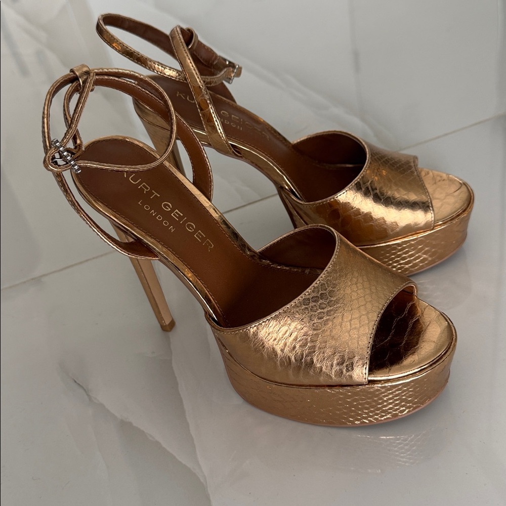 Kurt Geiger Metallic Gold Platform Sandals